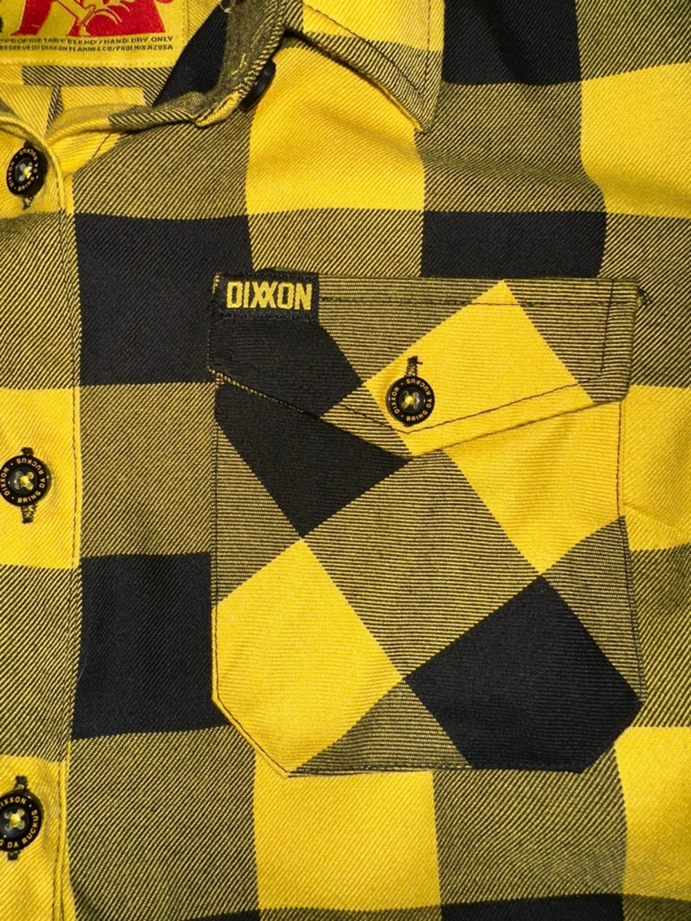 Dixxon Ruckus Women’s Flannel Yellow & Black Buffalo Plaid Button-Up Shirt - Picture 3 of 4